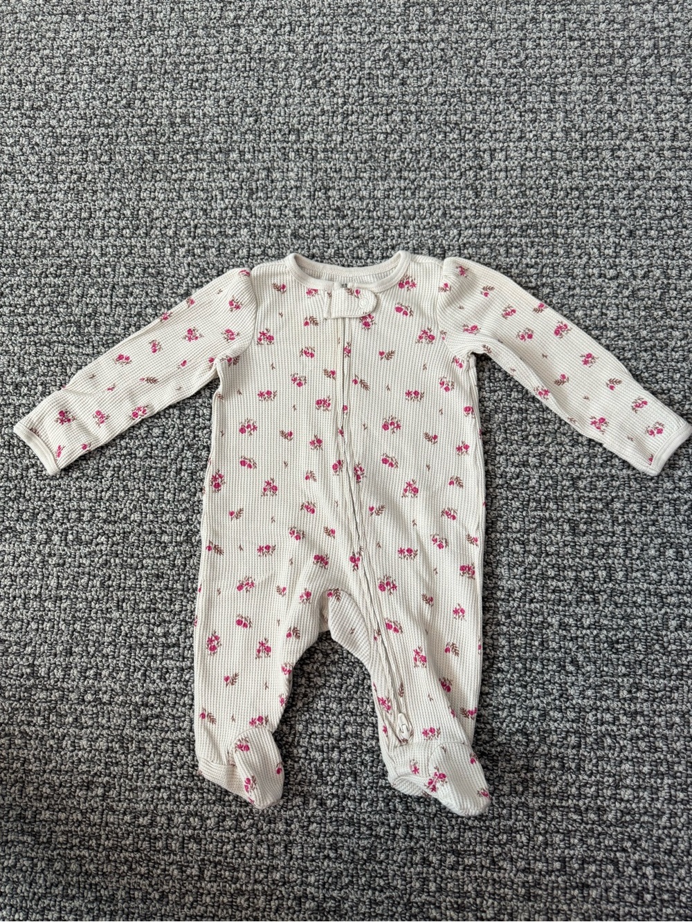 Carter’s Zipper Footie Pajama in Cream with Pink Floral (NWOT)